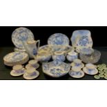 A Bishops blue and white dragon pattern dinner set inc graduated meat plates, dinner and side