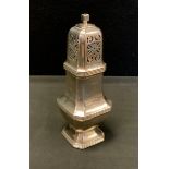 A silver sugar castor, Walker & Hall, Sheffield 1937, 8.09ozt