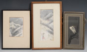 Japanese School (early 20th century), Winter Landscape, signed, red seal mark, print, 22cm x 9.