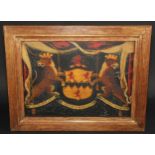 Heraldry - a George III carriage panel, painted in polychrome and gilt with the arms of Lord