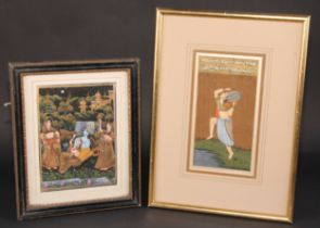 Indian School Radha and Krishna watercolour and gouache, 18.5cm x 13.5cm; another (2)
