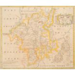 Robert Morden, an 18th century two-page coloured map, Worcestershire, 36.5cm x 43cm
