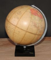 A 10" terrestrial globe, The Challenge Globe, by George Phillip & Son, London, geometric base,