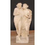 Italian Grand Tour School (19th century), an alabaster group, Bacchus and Ariadne, after the