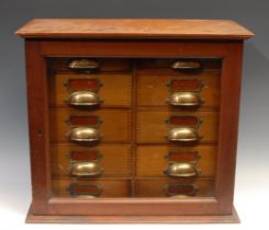 An Edwardian mahogany cabinet of apothecary or laboratory index filing drawers, by Flatters &