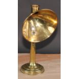 A late 19th century brass table top candle lantern or student's lamp, conical shade, self-