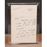 Political Letter - British Prime Ministers - a World War II period 'autograph' letter, from