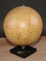 A 10" terrestrial globe, by George Phillip & Son Ltd, London, geometric base, 34cm high, published
