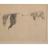 Orientalist School (19th century) A Stallion with Ottoman Attendant pencil drawing, 22cm x 27cm