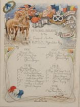 World War I - a watercolour dedication, Honours Awarded to the Transport Section, 1/6th Battn. South