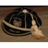 Sport - a Royal Navy football or cricket cap, season 1945-46, the label with ink MS ownership