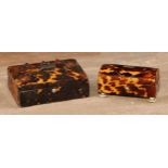 A 19th century tortoiseshell rectangular casket, hinged cover decorated with cut-steel pinwork,