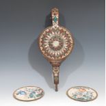 A pair of unusual 19th century bellows, adorned with coloured stones and sections of Chinese