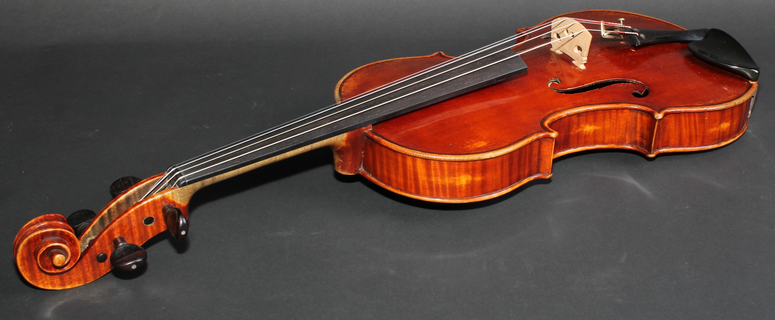 A violin, two piece back, paper label, made by John Wilkinson, London 1919, paper label, the two- - Image 3 of 16