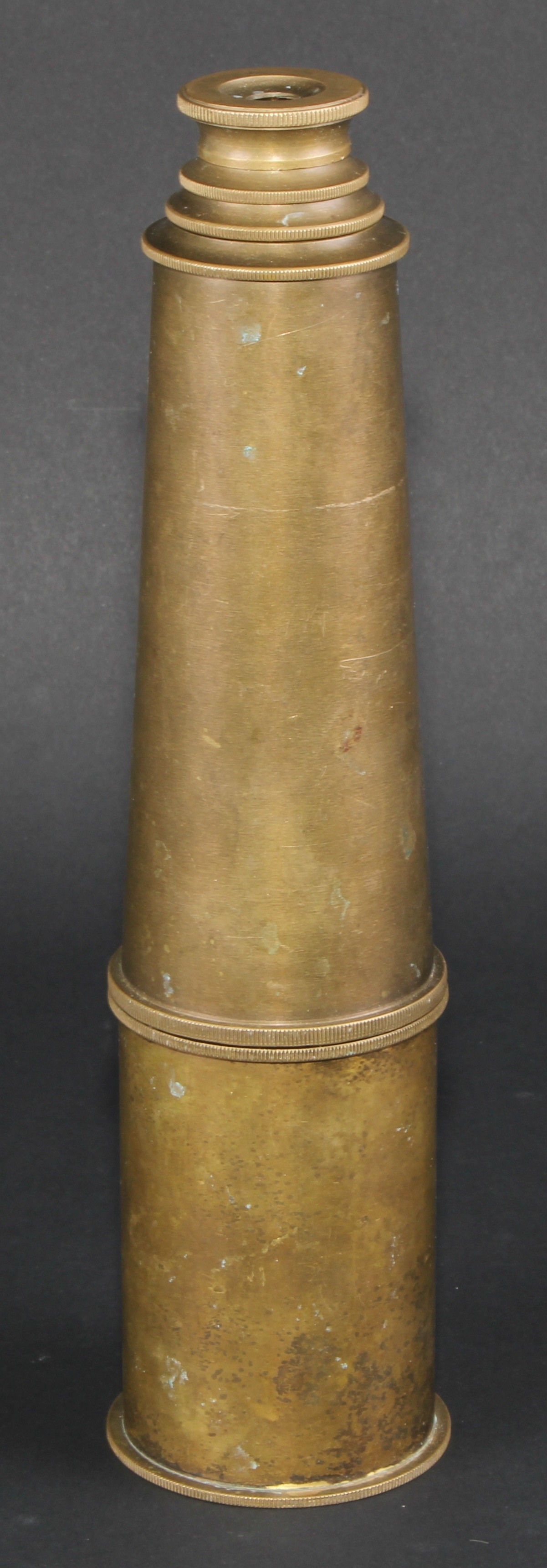 A brass three-draw telescope, inscribed Broadhurst Clarkson & Co, London 1942, 28cm extending to - Image 4 of 4