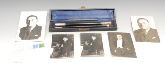 Classical Music - Derbyshire Interest - a silver mounted ebonised conductor's baton, presented to
