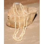 A cultured pearl necklace, silver clasp, 40cm drop, Mappin & Webb retailer's box