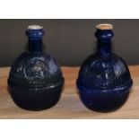 A Victorian blue glass Star Hardens Hand Grenade Fire Extinguisher, 17cm high; another (2)