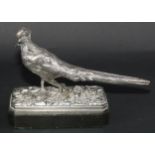 Continental School (first-half 20th century), a silvered bronze, of a pheasant, canted black