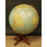 A 13” terrestrial Worldmaster globe, by George Phillip & Son Ltd, London, gilt horizon ring,