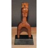 Tribal Art - a Bambara heddle pulley, carved as a janus figure, 18.5cm high, Mali, West Africa,
