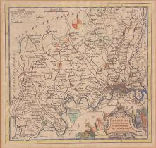Thomas Kitchin (1719 - 1784), a coloured map, Middlesex, drawn from an accurate survey, 20cm x 21cm