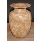 An Egyptian alabaster ovoid vessel, 21.5cm high