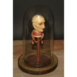 The Uncanny - a French papier mache puppet head, modelled as an elderly gentleman, painted features,