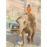 Modern School Holy Elephant with Mrs Thatcher Eyes watercolour, 19.5cm x 14.5cm