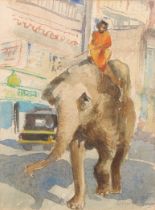 Modern School Holy Elephant with Mrs Thatcher Eyes watercolour, 19.5cm x 14.5cm