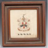 A 19th century watercolour armorial, painted with the arms and motto of Johnson, 17cm x 16cm,