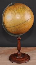 A 10” terrestrial globe, Philips’ Challenge Globe, turned base, 48cm high