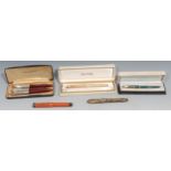 A Sheaffer's Imperial gold plated fountain pen, boxed; Sheaffer's Crest 1950s set, boxed; a 1960s