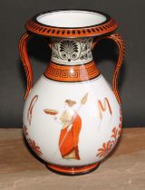 A 19th century Grecian Revival two-handled ovoid vase, decorated after the Antique in the Grand Tour