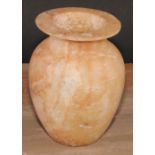 An Egyptian alabaster ovoid vase, 15cm high