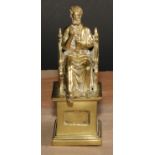 A 19th century brass desk top match striker, cast in the Grand Tour taste as St Peter, after the