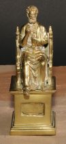 A 19th century brass desk top match striker, cast in the Grand Tour taste as St Peter, after the