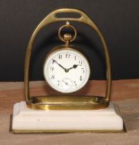 An early 20th century lacquered brass ball watch desk timepiece, 6cm dial inscribed with Arabic