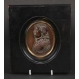 The English Civil War - a 19th century copper relief portrait plaque, Oliver Cromwell (1599 - 1658),