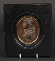 The English Civil War - a 19th century copper relief portrait plaque, Oliver Cromwell (1599 - 1658),