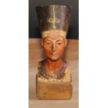 A museum type Egyptian composition cabinet bust, Nefertiti, 16cm high, first half 20th century