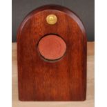 Rowing - a late 19th century salvaged mahogany pocket watch stand, mounted with a gilt insignia