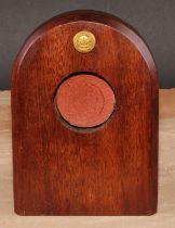 Rowing - a late 19th century salvaged mahogany pocket watch stand, mounted with a gilt insignia