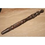 Tribal Art - an African staff or house marker, carved with a female figure, 48cm high