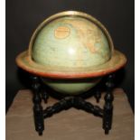 A late Victorian terrestrial globe, 12 inch Globe by W. & A.K. Johnston, Geographers, engravers &