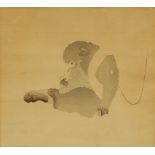 Koson Ohara (1877-1945). Monkey and bee, woodblock print, 23cm x 24.5cm