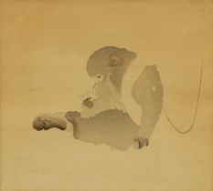 Koson Ohara (1877-1945). Monkey and bee, woodblock print, 23cm x 24.5cm