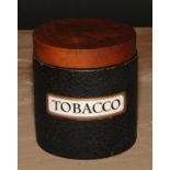 Dunhill - a cylindrical tobacco jar, hardwood cover, 11.5cm high, gilt mark to base