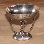 An Art Nouveau silver presentation tazza, of Colonial African interest, the oval bowl inscribed