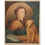 After William Hogarth (19th century) The Painter and His Pug watercolour, 29cm x 22.5cm
